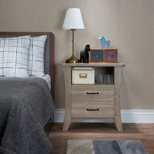 English Elm Colt Rustic Natural Finish Accent Table with 2 Drawers & Open Shelf, Wooden Tapered Legs, 40lb Top B2726P272963