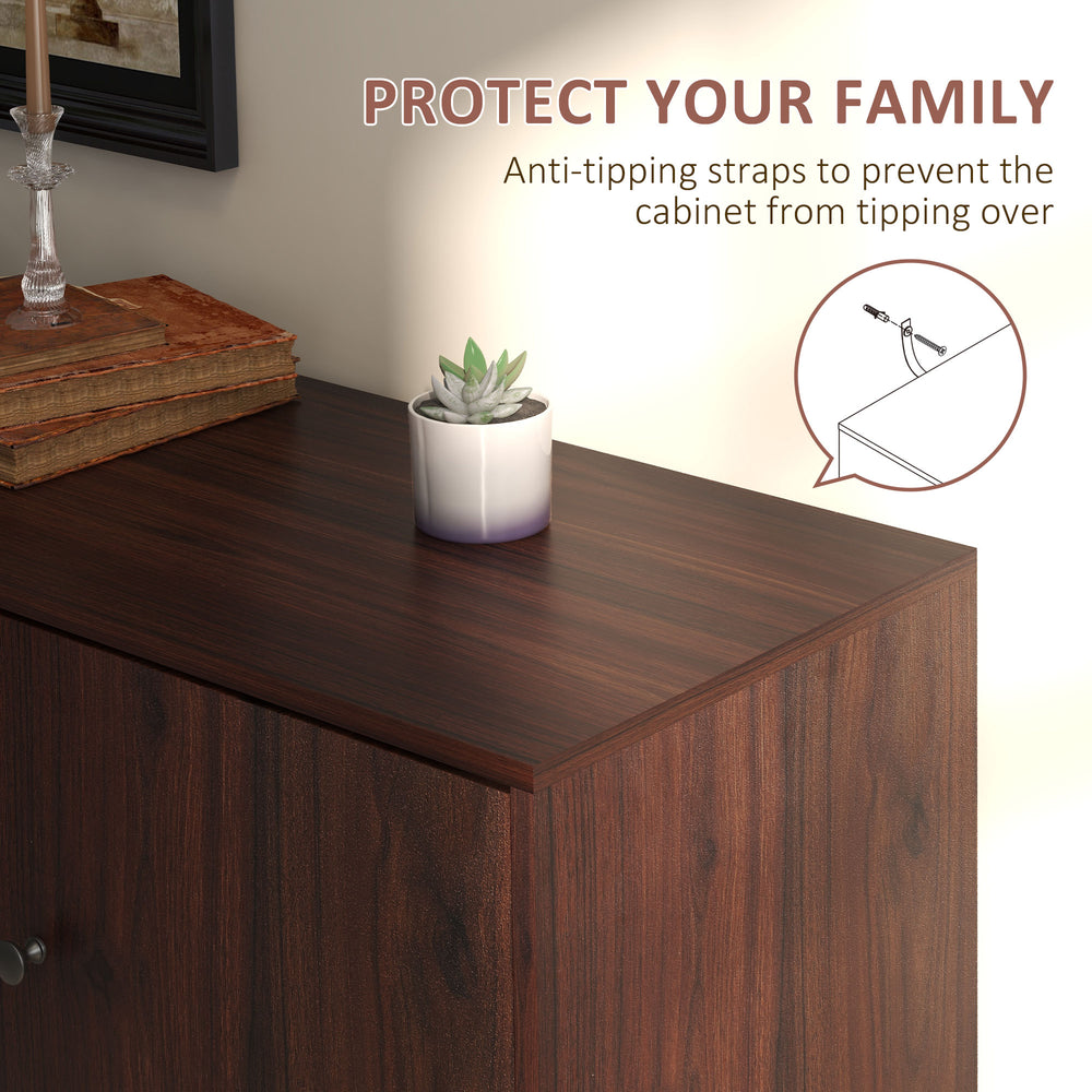 English Elm Homcom Rustic Buffet Cabinet With Adjustable Shelves, Drawers & Cupboards – Versatile Coffee Bar & Organizer W2225P200429