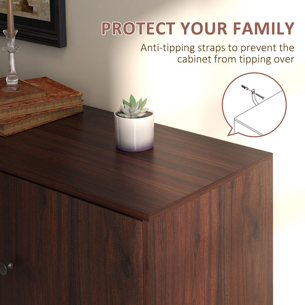 English Elm Homcom Rustic Buffet Cabinet With Adjustable Shelves, Drawers & Cupboards – Versatile Coffee Bar & Organizer W2225P200429