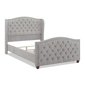 English Elm Jennifer Taylor Home - Marcella Upholstered Shelter Headboard Bed Set - Queen Size In Elegant Silver Grey Polyester Finish B2719P238216