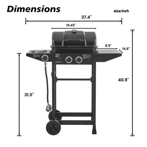 English Elm 2 Burner Propane Grill with Side Stainless Steel 24000 Btu Outdoor Patio W1820P341739