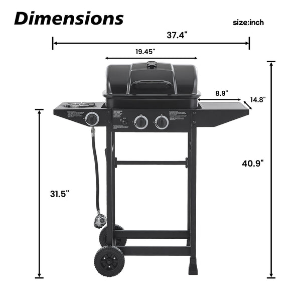 English Elm 2 Burner Propane Grill with Side Stainless Steel 24000 Btu Outdoor Patio W1820P341739