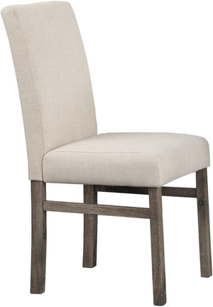 English Elm Transitional Linen-Blend Upholstered Dining Chairs Set of 2 — Sleek Engineered Wood Frame, Comfort Seat Design Oak 38 L x 18 W x 13 H B011P362594