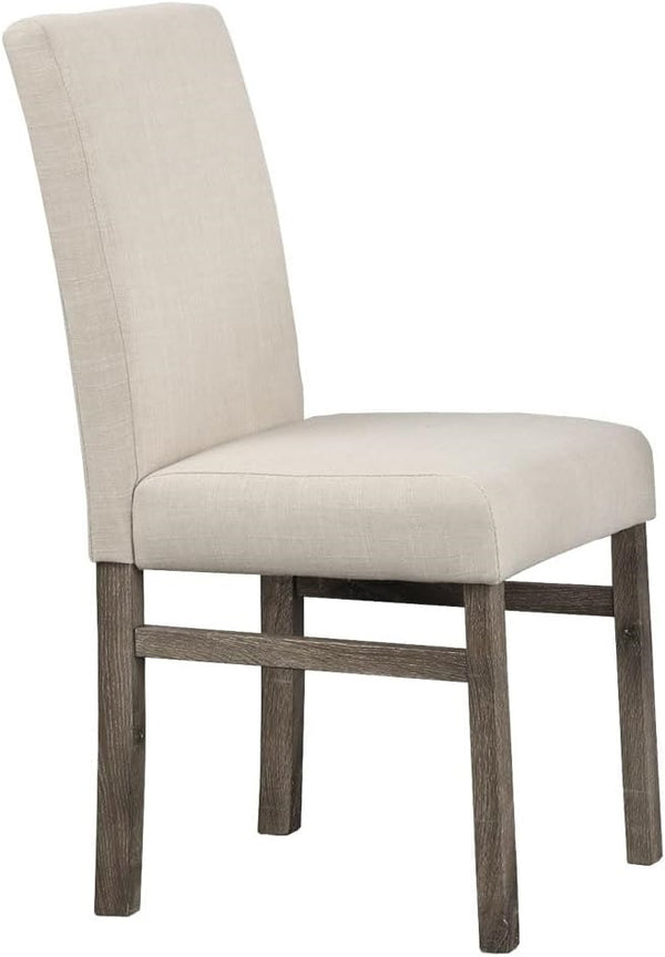 English Elm Transitional Linen-Blend Upholstered Dining Chairs Set of 2 — Sleek Engineered Wood Frame, Comfort Seat Design Oak 38 L x 18 W x 13 H B011P362594