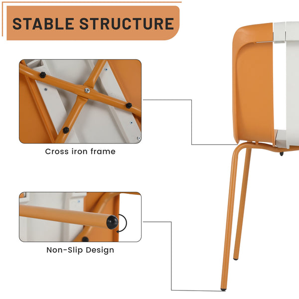 English Elm Holiday Stackable Polypropylene Side Chair Set of Four for Indoor Outdoor Dining Beige,Tropical Orange,White W3450P447383