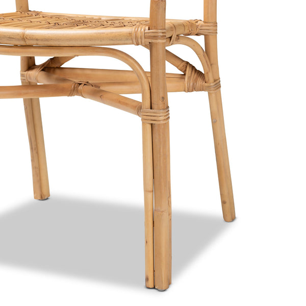 English Elm Modern Rattan Dining Chair Woven Round Back Boho Coastal Armchair Natural Finish B2750P420424
