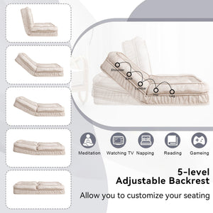 English Elm Upholstered Velvet Floor Lounger with Adjustable Back Massage Pillow for Adults and Pets W1170P282474