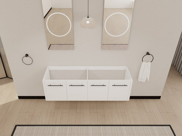 English Elm 60 Inch Wall-mounted Bathroom Vanity Cabinet with Soft-Close Doors, Eco Plywood, Scratch & Water-Resistant Finish Glossy White W999P208036