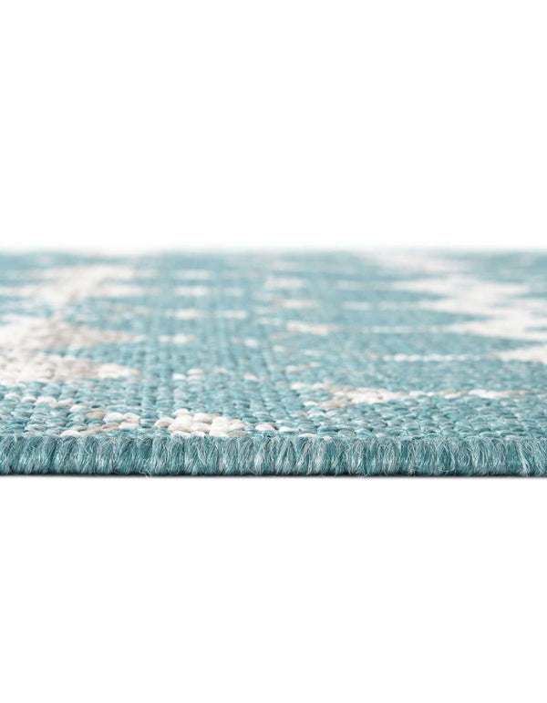 Unique Loom Outdoor Trellis Cardak Machine Made Geometric Rug Teal, Ivory/Gray 5' 3" x 8' 0"