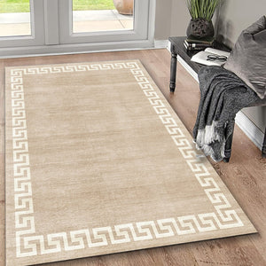 English Elm TOUCAN Washable 5'x7' Non-Slip Area Rug Beige - Low Pile, Durable, Kid & Pet Friendly, Machine Washable B186P261400