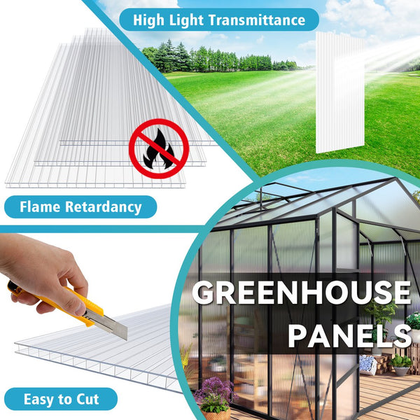 English Elm 5' 5 Ft Twin Wall Polycarbonate Greenhouse Panels 12 Pack Uv Blocking Insulated Sheets W3213P460544