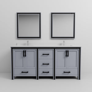 English Elm Dark Grey Double Bath Vanity 72in x22in with Cultured Marble Top, Chrome Faucets, 30in Mirrors, Durable Surface B2731S01142