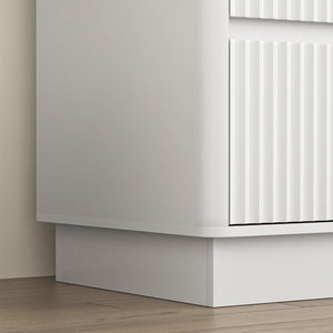 English Elm 9 Drawer Matte Wood Dresser with Wave Front Mid Century Modern Low Profile Storage White W409P387581