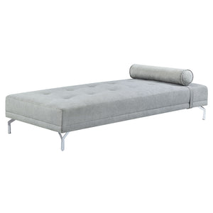 English Elm Melange Velvet Button-Tufted Sofa Bed with Bolster Pillow, Chrome Legs — Stylish Convertible Grey Luxurious Recliner B016P323416