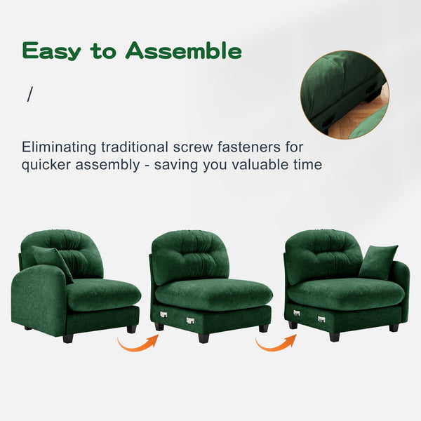 English Elm Cloud Modular Sectional Sofa With Ottoman - Soft Chenille, Tufted Backrest, Versatile Comfort For Any Space W714S01395