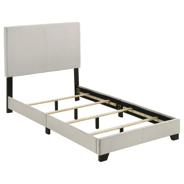 English Elm Efram Upholstered Twin Bed with Padded Headboard and Matte Black Wood Legs B062P441120