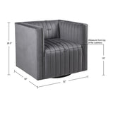 Madison Park Sikora Modern/Contemporary Channel Tufted Swivel Armchair MP103-1186 Gray