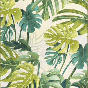 Unique Loom Outdoor Botanical Longwood Machine Made Botanical Rug Green, Olive/Ivory/Light Green 5' 4" x 6' 1"