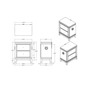 English Elm Adalid White Nightstand with Glittered Front, Bluetooth Speaker, LED Light, Built-in Cooler & USB Port B201P394797