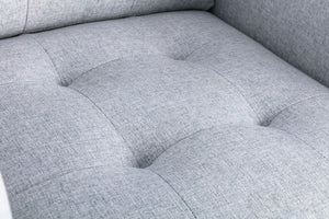English Elm Vittoria Tufted Linen Loveseat with Silver Legs Side Pockets and Coil Spring Cushions B2749P413356
