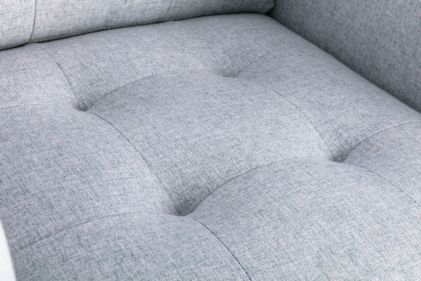 English Elm Vittoria Tufted Linen Loveseat with Silver Legs Side Pockets and Coil Spring Cushions B2749P413356
