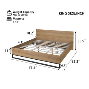 English Elm Christopher Knight Home® - Engineered Wood King Bed Frame - Modern Two-Tone Design With Natural Grain & Black Accents, Easy Assembly N770P283032N_N770P283033N