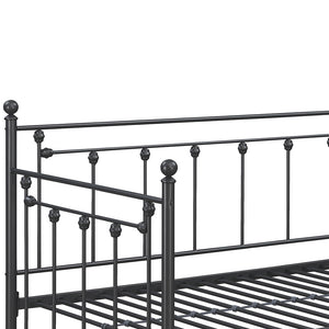 English Elm Tera Gunmetal Twin Daybed with Trundle — Farmhouse Spindle Design, Steel Frame, Caster Trundle & Slats B062P333394