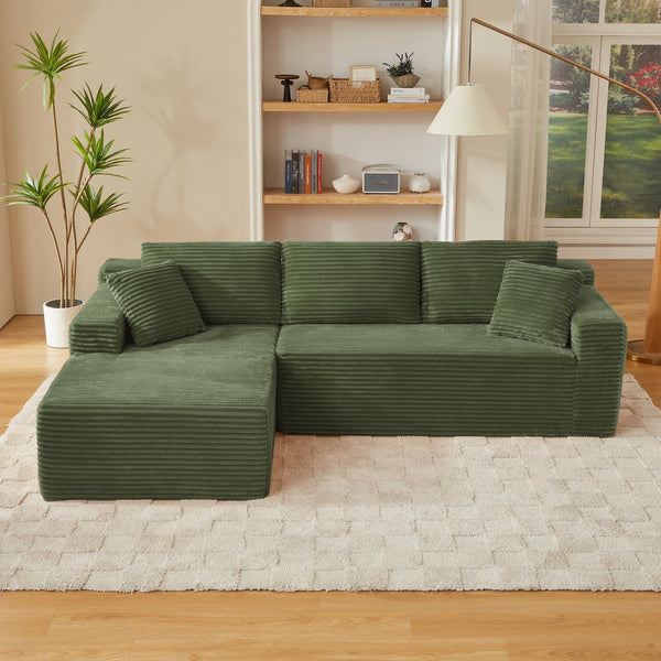 English Elm L-shaped Corduroy Sectional with Deep Cloud Seating for Living Room or Studio W2339S00121