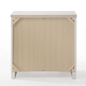 English Elm White White High Gloss 3-Drawer Nightstand with Hidden Jewelry Drawer, Felt-Lined Luxury Storage Elegance B062P191043