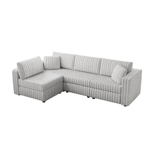 English Elm 106.3" Light Gray Modular L-Shaped Sofa - Stylish Comfort For 4, Hidden Storage & Plush Pillows! W1767S00011