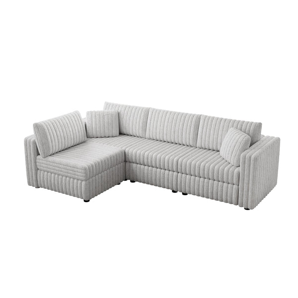 English Elm 106.3" Light Gray Modular L-Shaped Sofa - Stylish Comfort For 4, Hidden Storage & Plush Pillows! W1767S00011