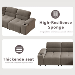 English Elm Modern Modular L-shaped sectional sofa 105-inch cloud deep-seat 4-seat cotton comfort with ottoman and storage Brown W3820S00009