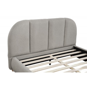 English Elm Modern/Contemporary Queen Platform Bed Upholstered in Soft Burlap Fabric, Low-Profile Plywood Frame, Sturdy Support Light Tan 83 L x 11 W x 11.5 H B011S01951