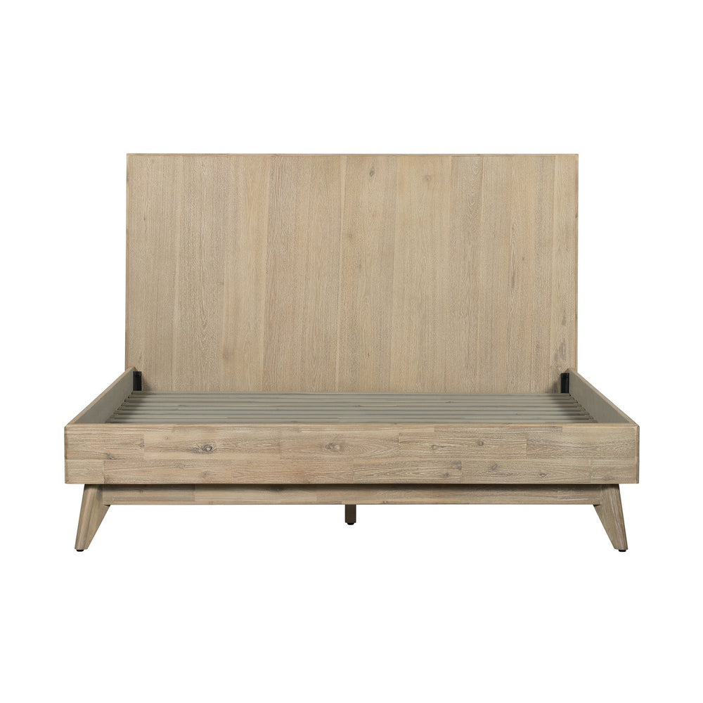 English Elm Baly Solid Acacia Wood King Platform Bed with Tall Mid-century Sculpted Headboard B2736S00033