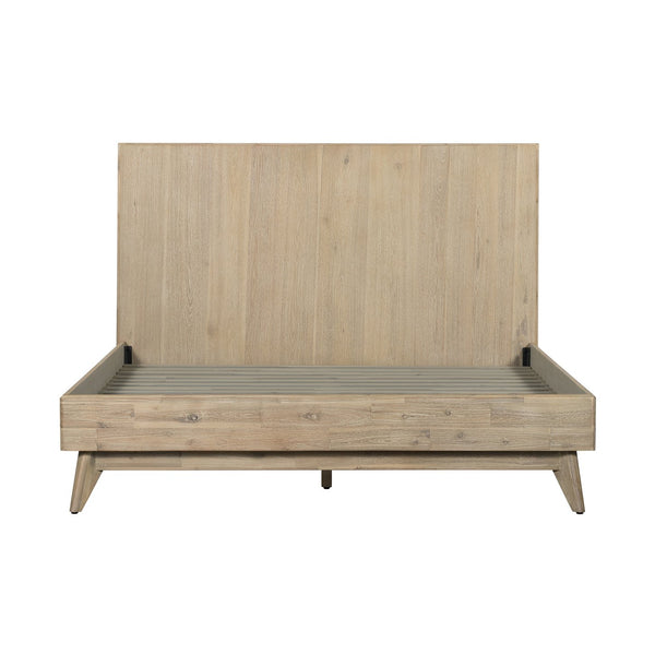English Elm Baly Solid Acacia Wood King Platform Bed with Tall Mid-century Sculpted Headboard B2736S00033