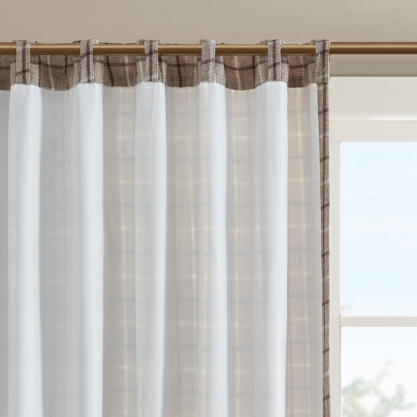 English Elm 1 Pcs Insulated Plaid Curtain Panel 50X108" With Fleece Lining For Cozy Energy Efficiency In Brown B035P319833