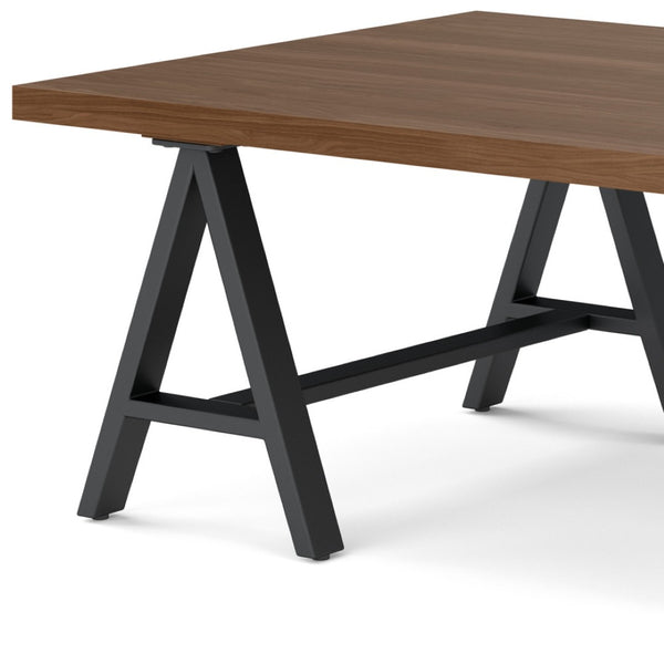 English Elm Sawhorse - Mid-Century Walnut Veneer Coffee Table With Industrial Metal Legs For Versatile Living Spaces B136P159587-GIGA