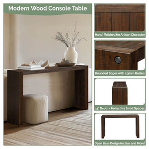 JLA Home INK+IVY - Counter-Height Acacia Console Table with Wire-Brushed Finish, Decorative Hardware, Slim Versatile Design Brown II120-0509