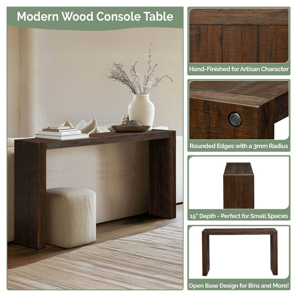 JLA Home INK+IVY - Counter-Height Acacia Console Table with Wire-Brushed Finish, Decorative Hardware, Slim Versatile Design Brown II120-0509