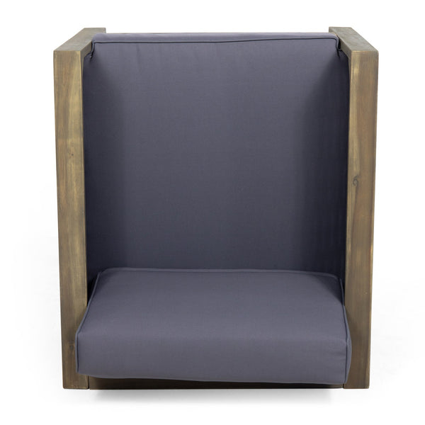 English Elm Christopher Knight Home® - Set of 2 Acacia Wood Outdoor Club Chairs with Wicker Accents, Water-Resistant Cushions, Durable Finish Gray 68942.00DGRY-2