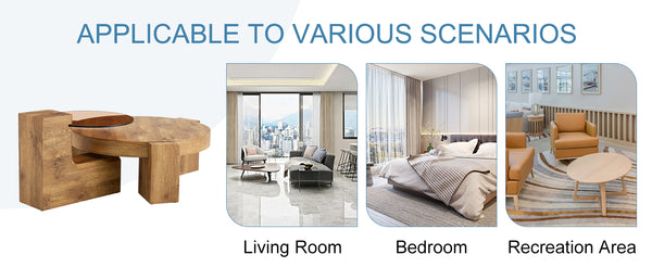 English Elm The detachable double-decker coffee table — Wood MDF, quick 10–15 min assembly, anti-collision, easy-clean modern design W1151P184841