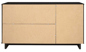 English Elm Granville 55" Sideboard with Solid Wood Ribbed Drawers, Gold Steel Handles & 3 Concealed Shelves Black B365S00115