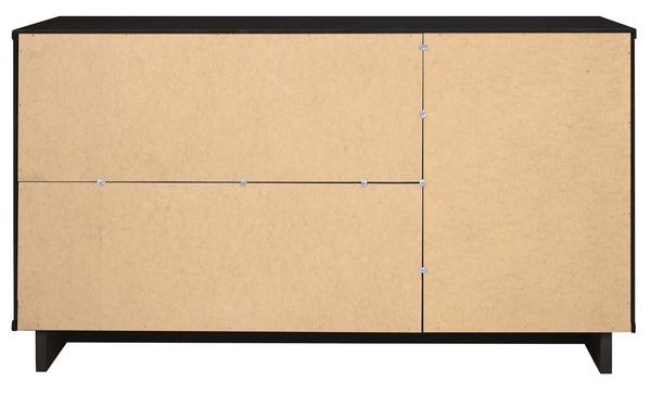 English Elm Granville 55" Sideboard with Solid Wood Ribbed Drawers, Gold Steel Handles & 3 Concealed Shelves Black B365S00115