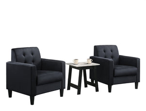 English Elm Ezio Tufted Velvet Armchair Set with Marble Effect Side Table Mid-century Living Room Black B2749S00341