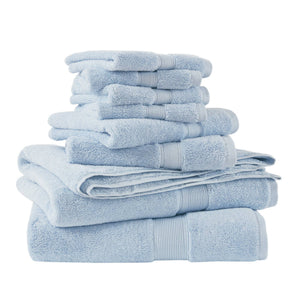 JLA Home Madison Park Signature - Ultra-Soft 100% Cotton Towels | 800 GSM Plush Spa-Quality Set with Antimicrobial Finish, Oeko‑Tex Safe Light Blue MPS73-198