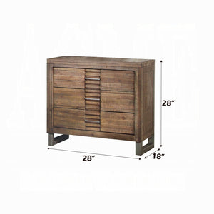 English Elm Rustic Oak Nightstand 3-Drawer with Slatted Inset Fronts, Metal Legs & Matching Hardware, 28"W x 18"D x 28"H B2741P322558