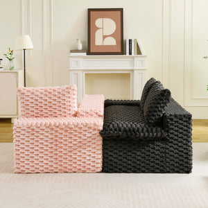 English Elm Luxury Color-Block Turtle Velvet Multifunctional Sofa - Cozy, Stylish Living Room Furniture For Any Space W3371S00051