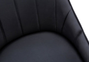 English Elm Dining Chair Set of 2 Upholstered Faux Leather with Vertical Tufting Padded Seat Tapered Legs Black 28 L x 28 W x 24 H B2710P218835