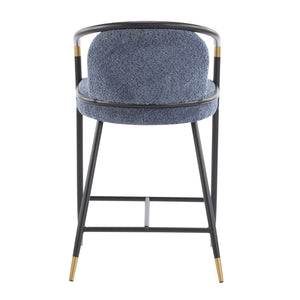 English Elm Christopher Knight Home® - 26" Upholstered Counter Stool Set of 2 with Bouclé Fabric and Iron Frame, Contemporary Comfort and Style Gold+Black,Navy Blue N771P288863U