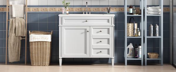 English Elm 36'' Modern Bathroom Vanity With Storage, Elegant Resin Sink, 2 Drawers & Tip-Out Drawer Design N710S136004K